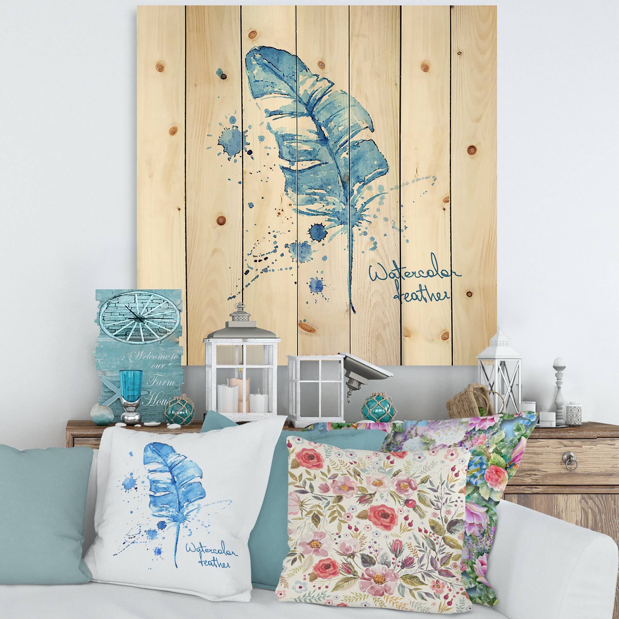 Designart - Ethnic Blue Feather